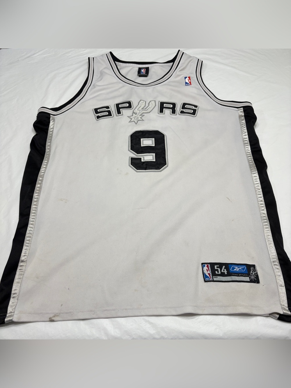 Tony Parker Reebok San Antonio Spurs White #9 Jersey Men’s 54 XXL Stained